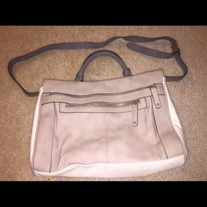 Grey and white purse